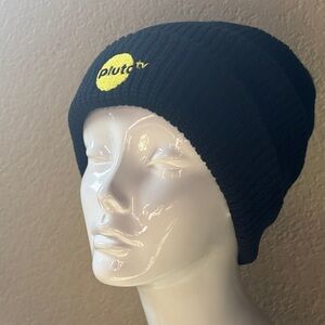 Pluto TV black rib nit beanie